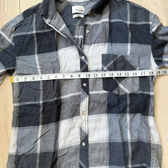 Wilfred Free Gray and Navy Plaid Flannel Shirt Cotton Women’s Size Small - Picture 4 of 10